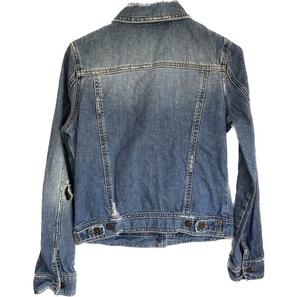 Hollister Jean Jacket Distressed Destroyed Women Size L - Picture 4 of 9